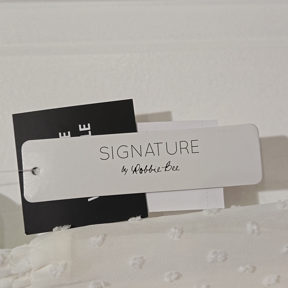 ROBBIE BEE PETITE V NECK CHIFFON SHORT SLEEVE FIT AND FLARE DRESS  PS OFF WHITE - Picture 11 of 15